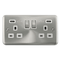 Click Deco Plus Satin Chrome 13A Double USB Socket DPSC580WH