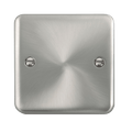 A satin chrome single blank plate with a raised design and smooth, rounded edges.