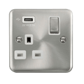 Click Deco Plus Satin Chrome 13A Single USB Socket DPSC571UWH