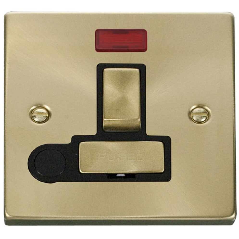 Click Deco Satin Brass 13A Switched Spur with Flex and Neon VPSB552BK ...