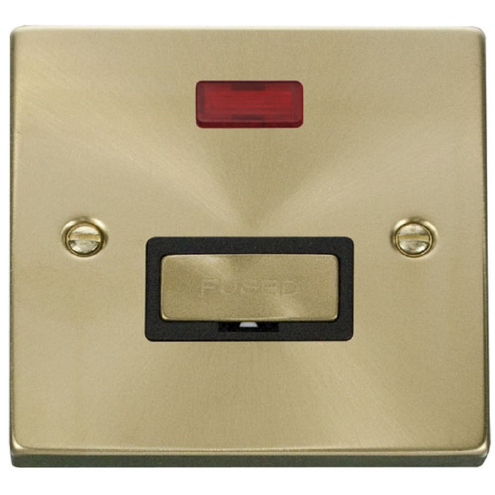Click Deco Satin Brass 13A Unswitched Spur with Neon VPSB753BK