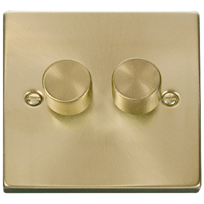 Click Deco Satin Brass 2G LED Dimmer Switch VPSB162