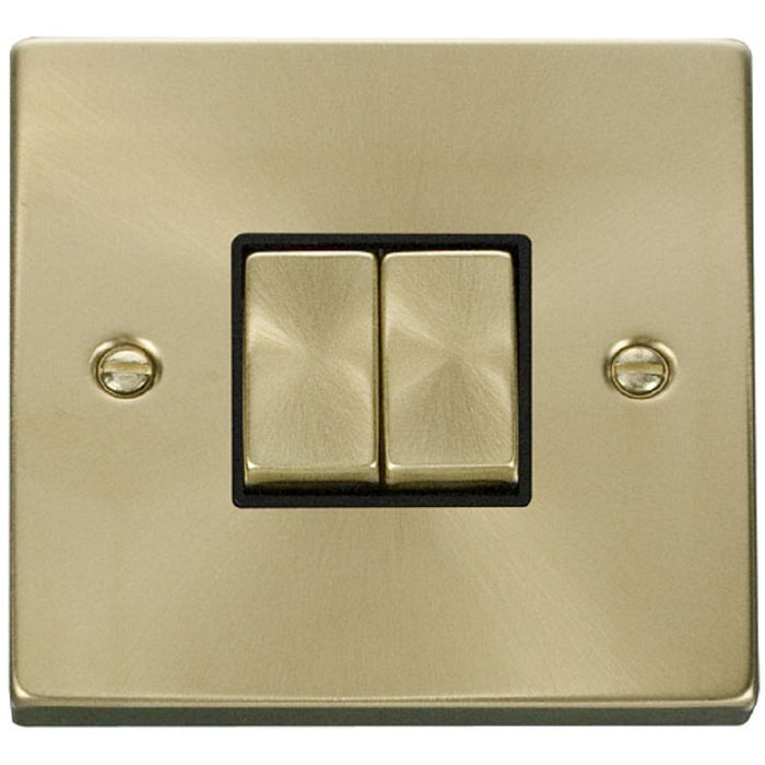 Click Deco Satin Brass 2G Light Switch VPSB412BK