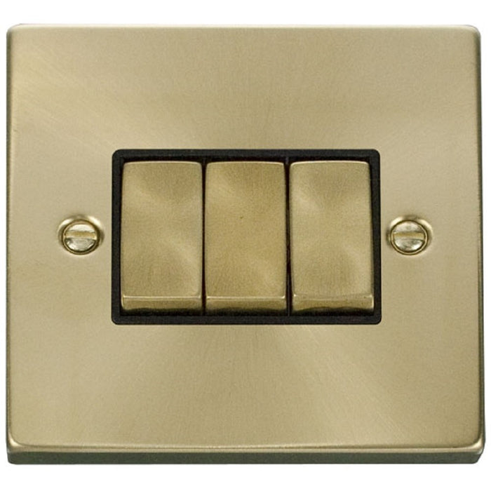 Click Deco Satin Brass 3G Light Switch VPSB413BK