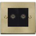 Click Deco Satin Brass Double Isolated TV Socket VPSB159MBK Available from RS Electrical Supplies