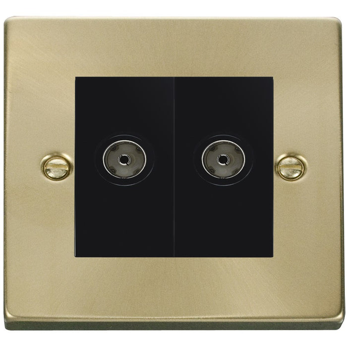 Click Deco Satin Brass Double Isolated TV Socket VPSB159MBK