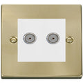 Click Deco Satin Brass Double Isolated TV Socket VPSB159MWH Available from RS Electrical Supplies