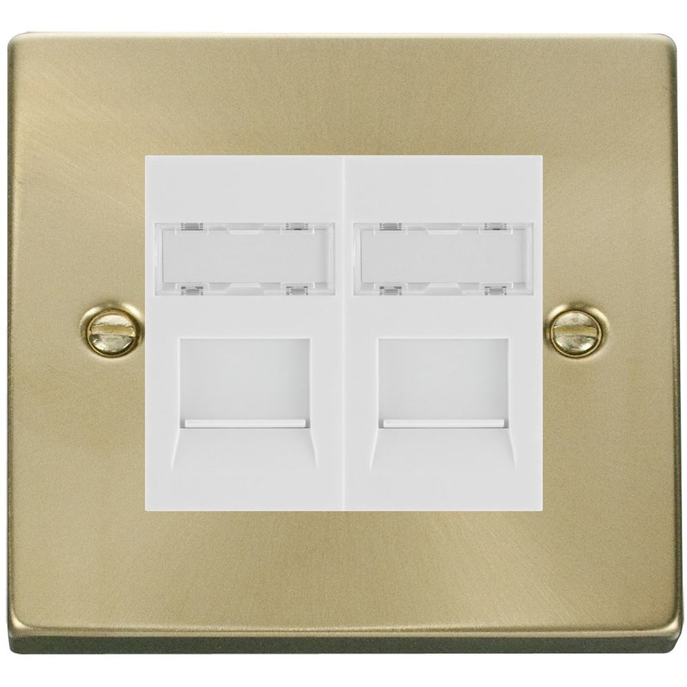 Click Deco Satin Brass Double Cat5e Data Socket VPSBRJ452WH | RS ...