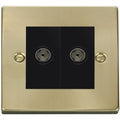 Click Deco Satin Brass Double TV Socket VPSB066MBK Available from RS Electrical Supplies