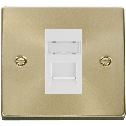 Click Deco Satin Brass Cat5e Data Socket VPSBRJ45WH Available from RS Electrical Supplies