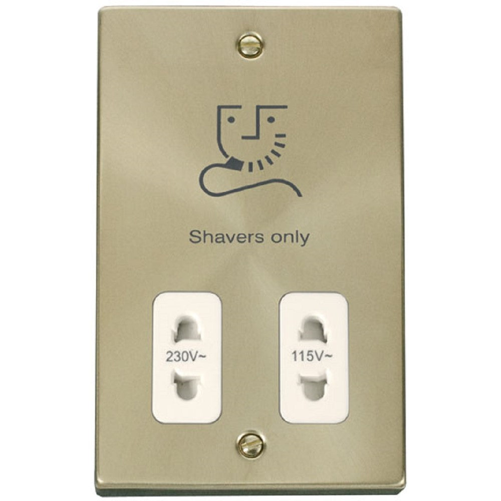 Click Deco Satin Brass Shaver Socket VPSB100WH | RS Electrical Supplies