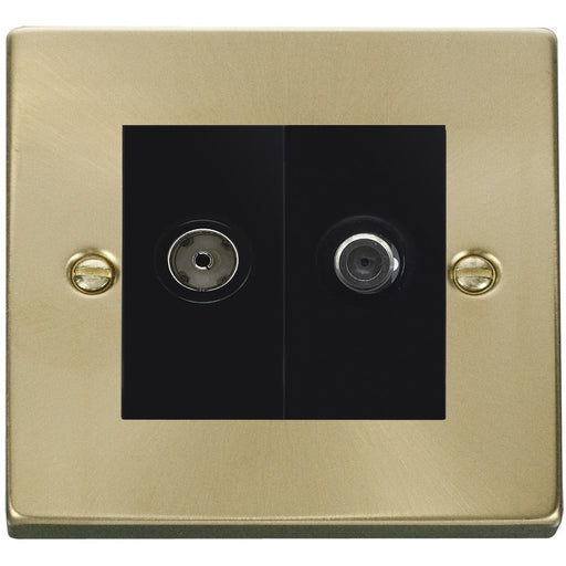 Click Deco Satin Brass TV and Satellite Socket VPSB157MBK Available from RS Electrical Supplies