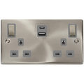 Click Deco Satin Chrome 13A Double A+C USB Socket VPSC586GY Available from RS Electrical Supplies