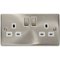 Click Deco Satin Chrome 13A Double Socket VPSC536WH Available from RS Electrical Supplies