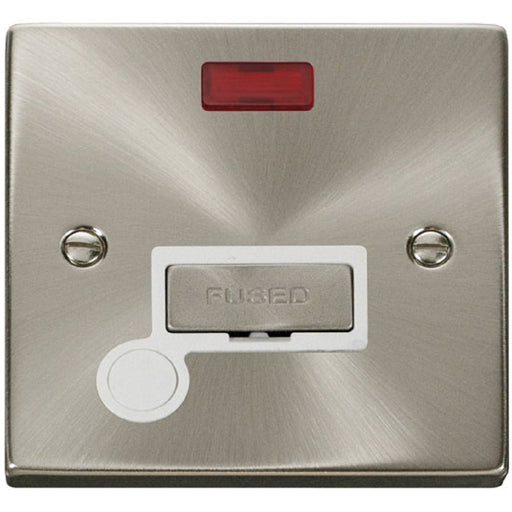 Click Deco Satin Chrome 13A Fused Connection Unit with Neon and Flex VPSC553WH Available from RS Electrical Supplies