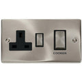 Click Deco Satin Chrome 45A Cooker Switch with 13A Socket VPSC504BK Available from RS Electrical Supplies