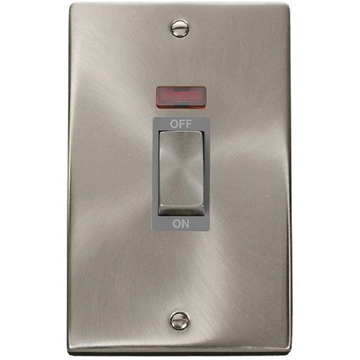 Click Deco Satin Chrome 45A Cooker Switch with Neon VPSC503GY Available from RS Electrical Supplies