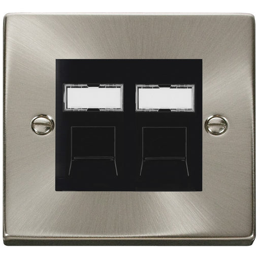 Click Deco Satin Chrome Double Cat5e Data Socket VPSCRJ452BK Available from RS Electrical Supplies