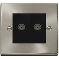 Click Deco Satin Chrome Double Isolated Coax Socket VPSC159MBK Available from RS Electrical Supplies