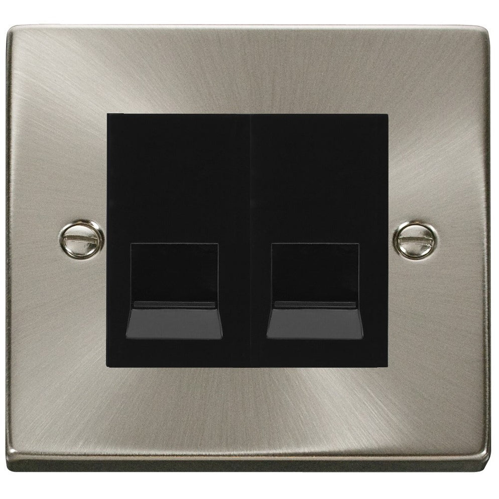 Click Deco Satin Chrome Double Master Telephone Socket VPSC121MBK | RS ...