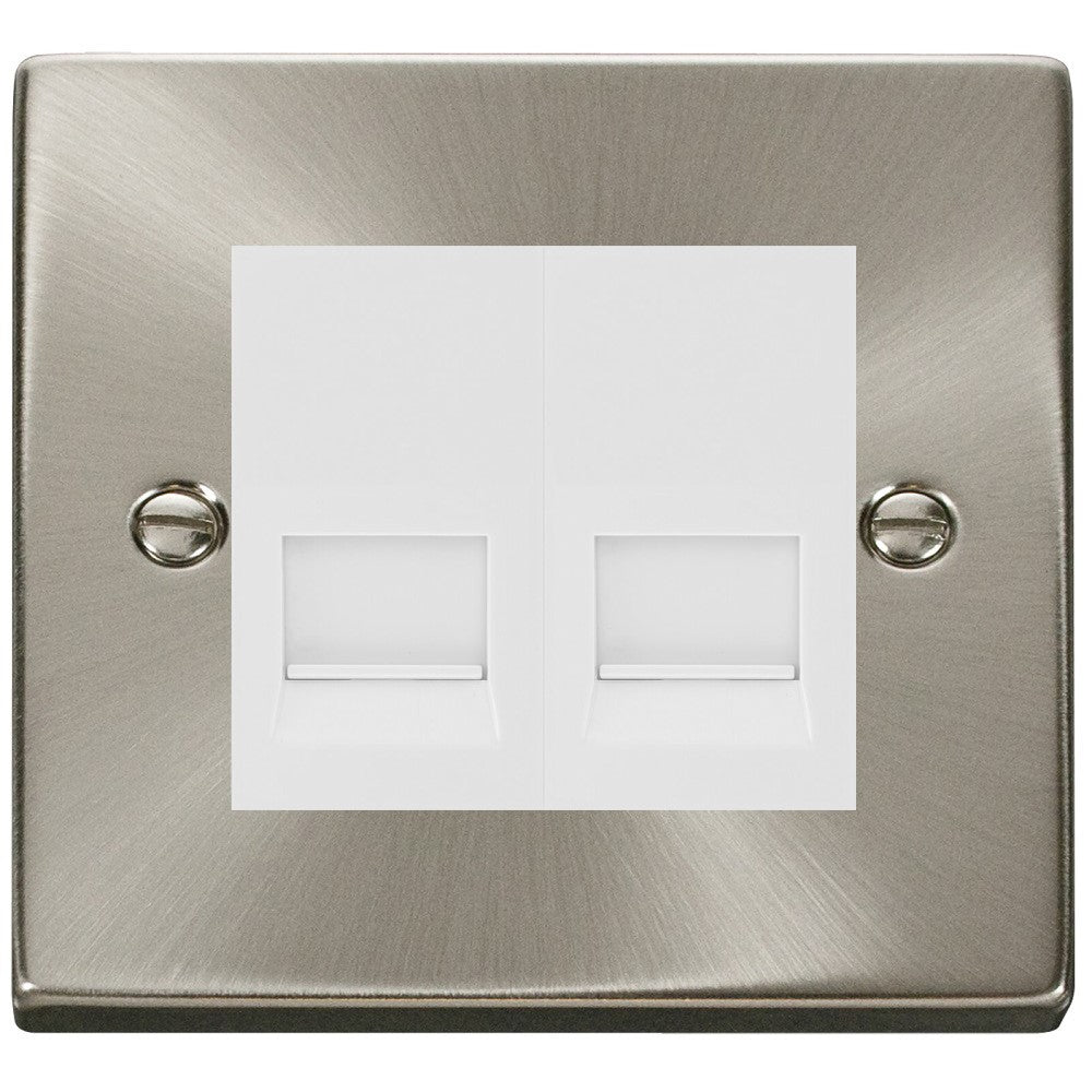 Click Deco Satin Chrome Double Master Telephone Socket VPSC121MWH | RS ...