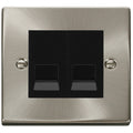 Click Deco Satin Chrome Double Slave Telephone Socket VPSC126MBK Available from RS Electrical Supplies