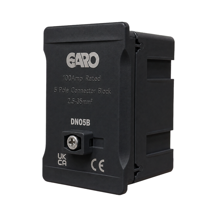 Garo 100A 5 Pole Connector Block Phase Black DNO5B