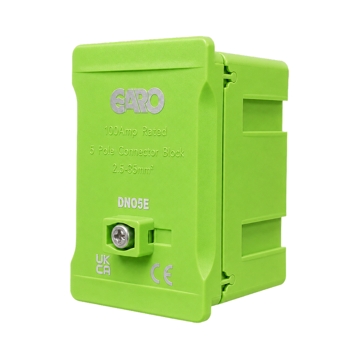 Garo 100A 5 Pole Connector Block Earth Green DNO5E