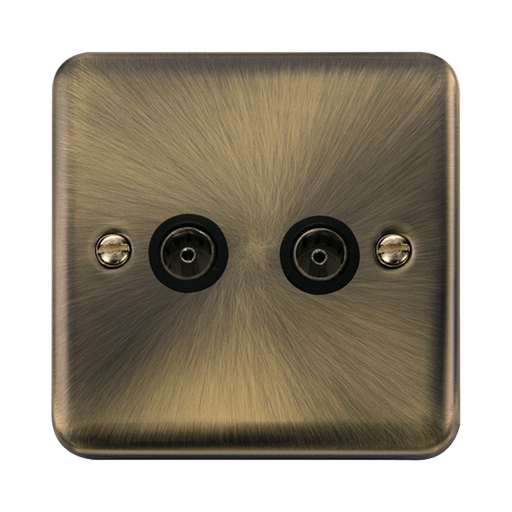 Click Deco Plus Antique Brass Double TV Socket DPAB066MBK