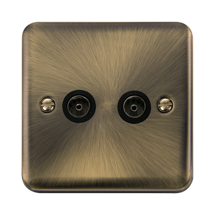 Click Deco Plus Antique Brass Double TV Socket DPAB066MBK