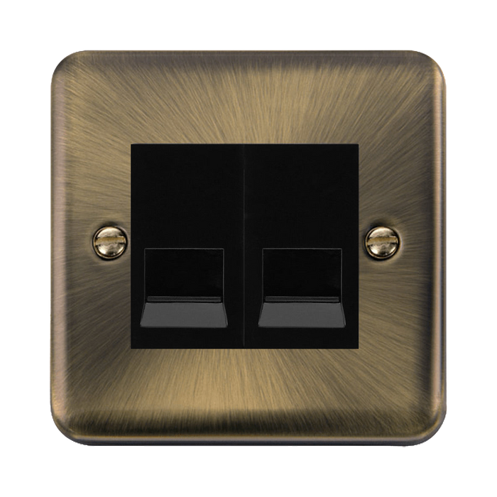 Click Deco Plus Antique Brass Double Slave Telephone Socket DPAB126MBK