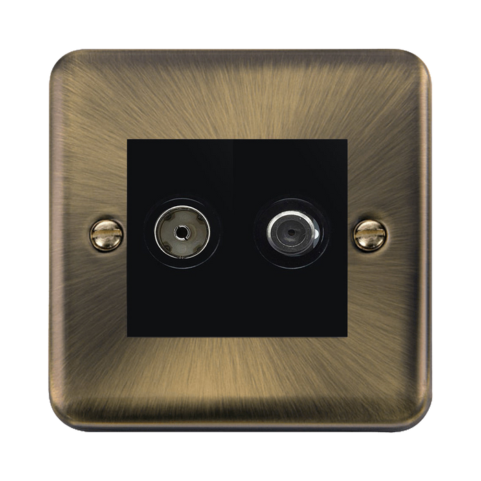 Click Deco Plus Antique Brass TV and Satellite Socket DPAB157MBK