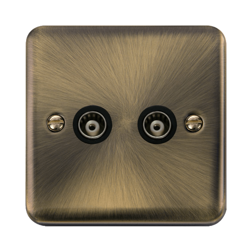 Click Deco Plus Antique Brass Double Isolated TV Socket DPAB159MBK