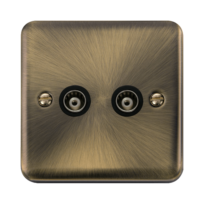 Click Deco Plus Antique Brass Double Isolated TV Socket DPAB159MBK