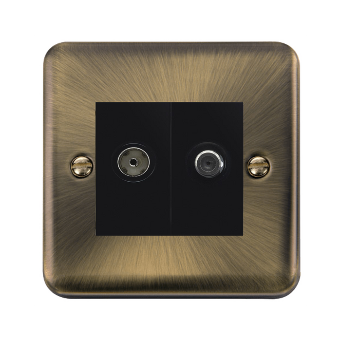 Click Deco Plus Antique Brass TV and Satellite Socket DPAB170MBK