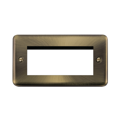 Scolmore Click Deco Plus Antique Brass 2 Gang New Media Euro Plate – 4 Apertures DPAB312