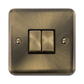 Click Deco Plus Antique Brass 2G Light Switch DPAB412BK