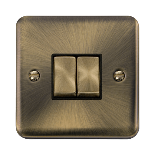 Click Deco Plus Antique Brass 2G Light Switch DPAB412BK