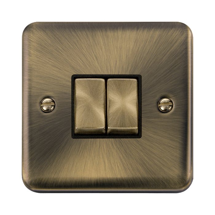 Click Deco Plus Antique Brass 2G Light Switch DPAB412BK