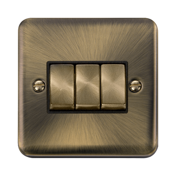 Click Deco Plus Antique Brass 3G Light Switch DPAB413BK