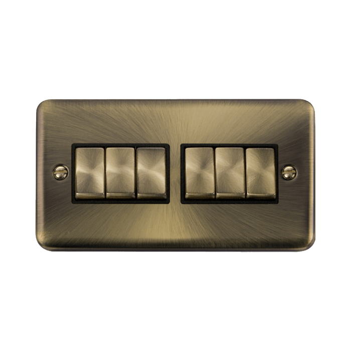 Click Deco Plus Antique Brass 6G Light Switch DPAB416BK