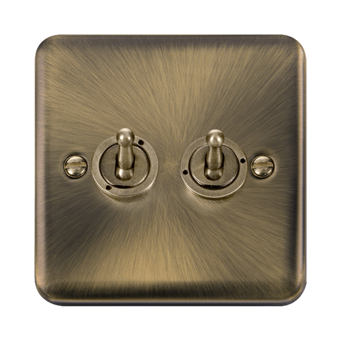 Click Deco Plus Antique Brass 2G Toggle Switch DPAB422