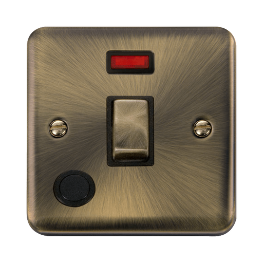 Click Deco Plus Antique Brass 20A Double Pole Switch with Neon and Flex DPAB523BK