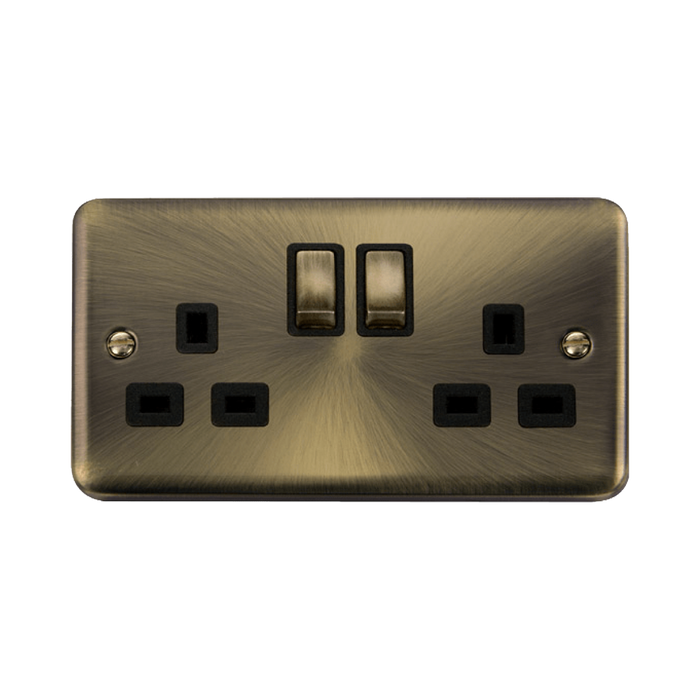 Click Deco Plus Antique Brass 13A Double Socket DPAB536BK