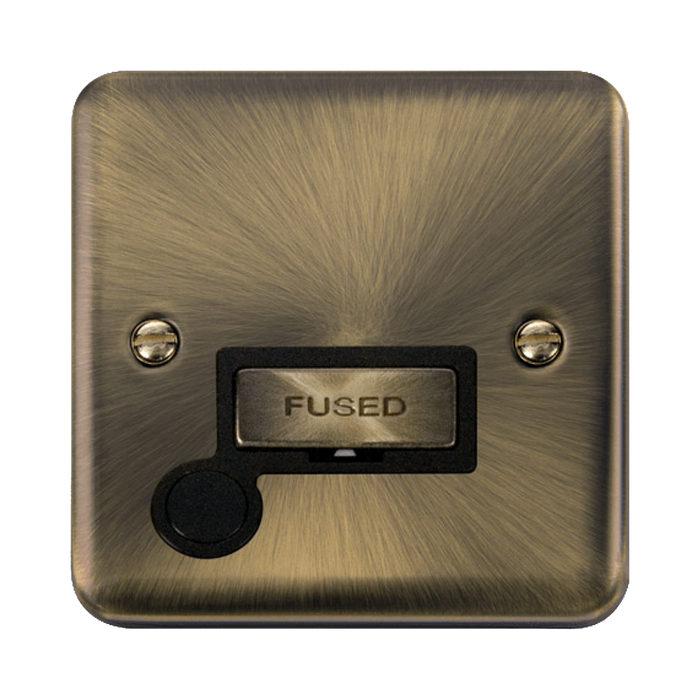 Click Deco Plus Antique Brass 13A Unswitched Spur with Flex DPAB550BK