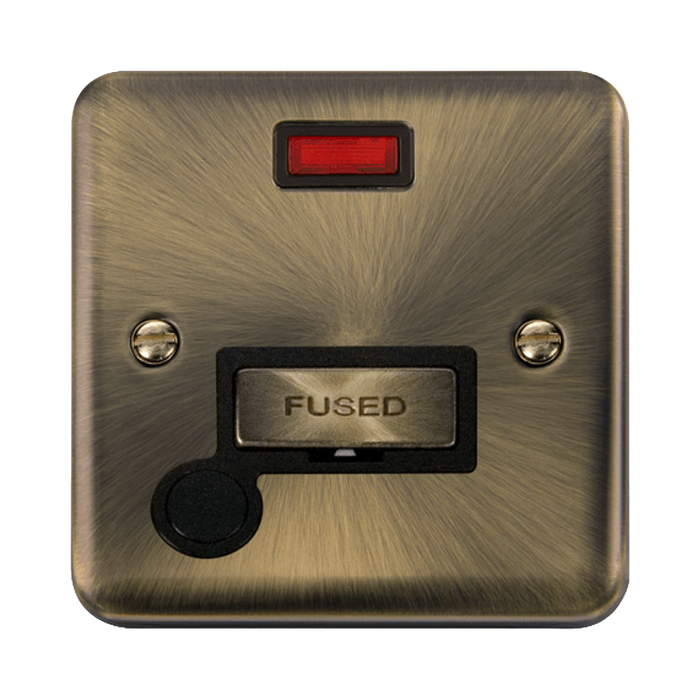 Click Deco Plus Antique Brass 13A Fused Connection Unit with Neon and Flex DPAB553BK