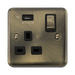 Click Deco Plus Antique Brass 13A Single USB Socket DPAB571UBK