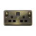 Click Deco Plus Antique Brass 13A Double A+C USB Socket DPAB586BK