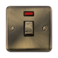 Click Deco Plus Antique Brass 20A Double Pole Switch with Neon DPAB723BK