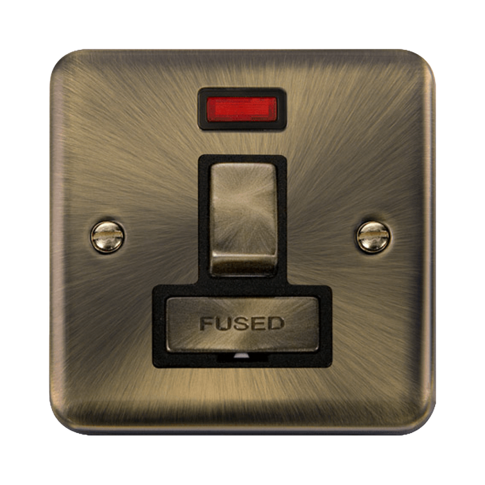 Click Deco Plus Antique Brass 13A Switched Spur with Neon DPAB752BK